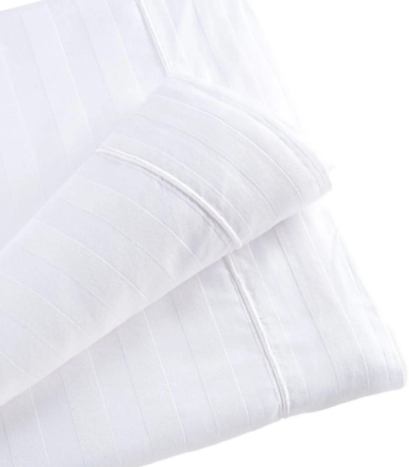 Outlet Set van 2 luxe gestreepte kussenslopen in Wit katoensatijn 65x65 cm Kussenslopen