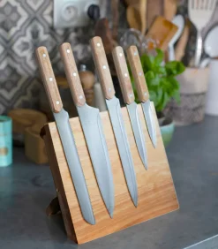 Hot Set van 5 messen en magnetische houder Bestek