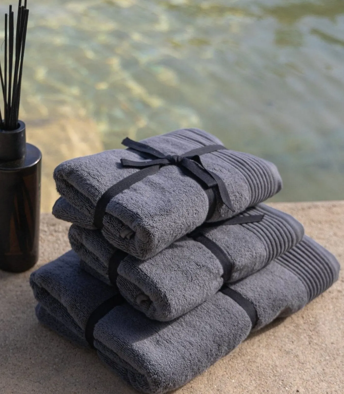 New Set van 6 Premium Handdoeken SOOTHING SHADOWS (2-33x50cm, 2-50x100cm, 2-100x150cm) Badset