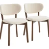 Hot Set van 2 stoelen AURA in donker hout en beige boucle stof Stoelen