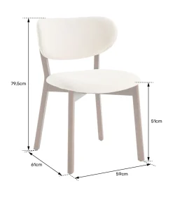 Hot Set van 2 stoelen AURA in donker hout en beige boucle stof Stoelen