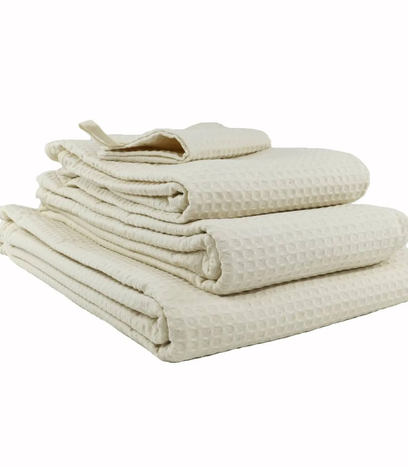 Set van twee witte katoenen honingraathanddoeken 50x100 cm Handdoeken