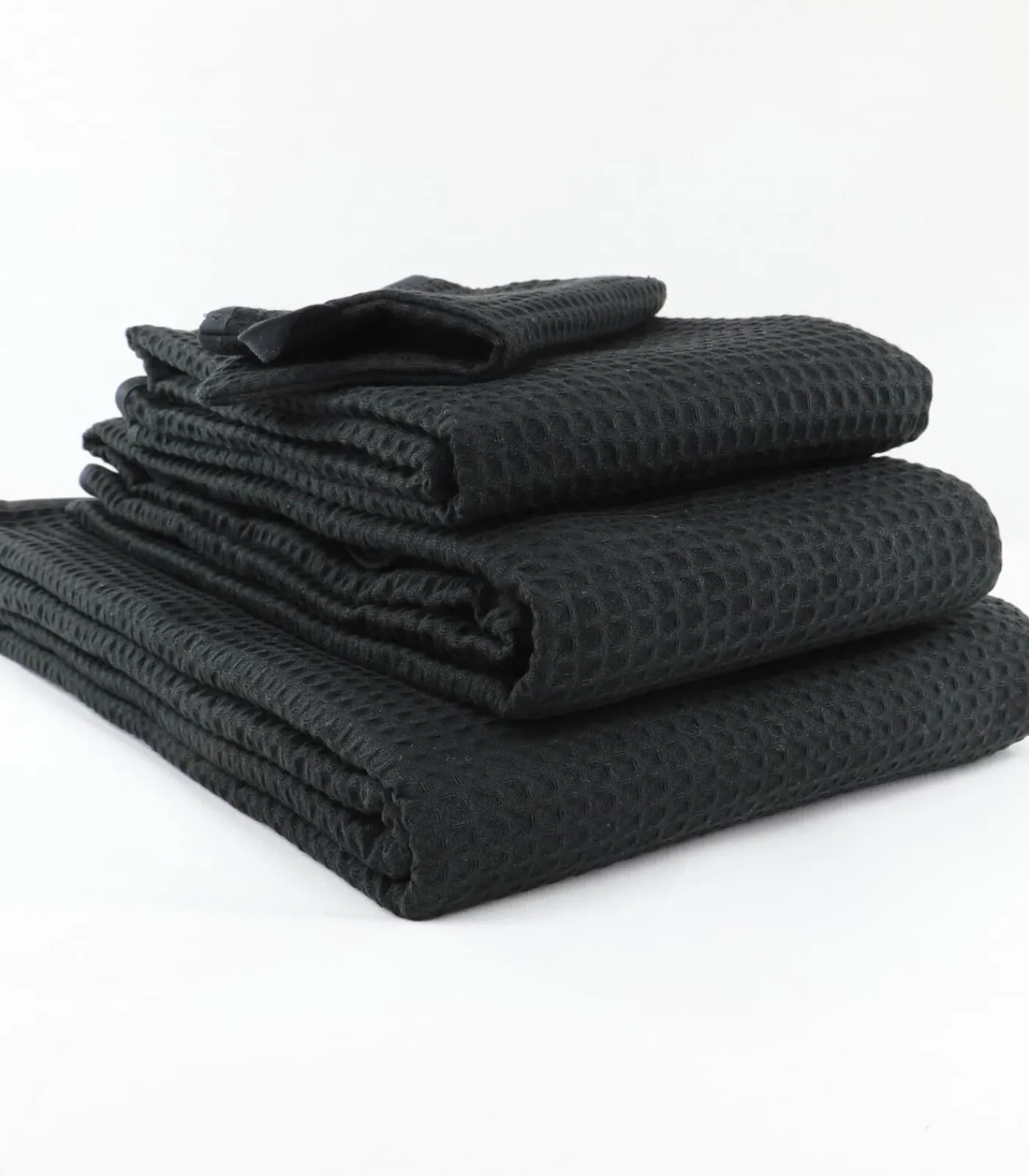 Set van twee witte katoenen honingraathanddoeken 50x100 cm Handdoeken