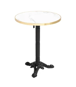 Hot Set van wit marmeren terrastafel en 2 blauwe stoelen Tuinmeubelen