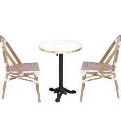 New Set van wit marmeren verstelbare terrastafel en 2 rode stoelen Tuinmeubelen