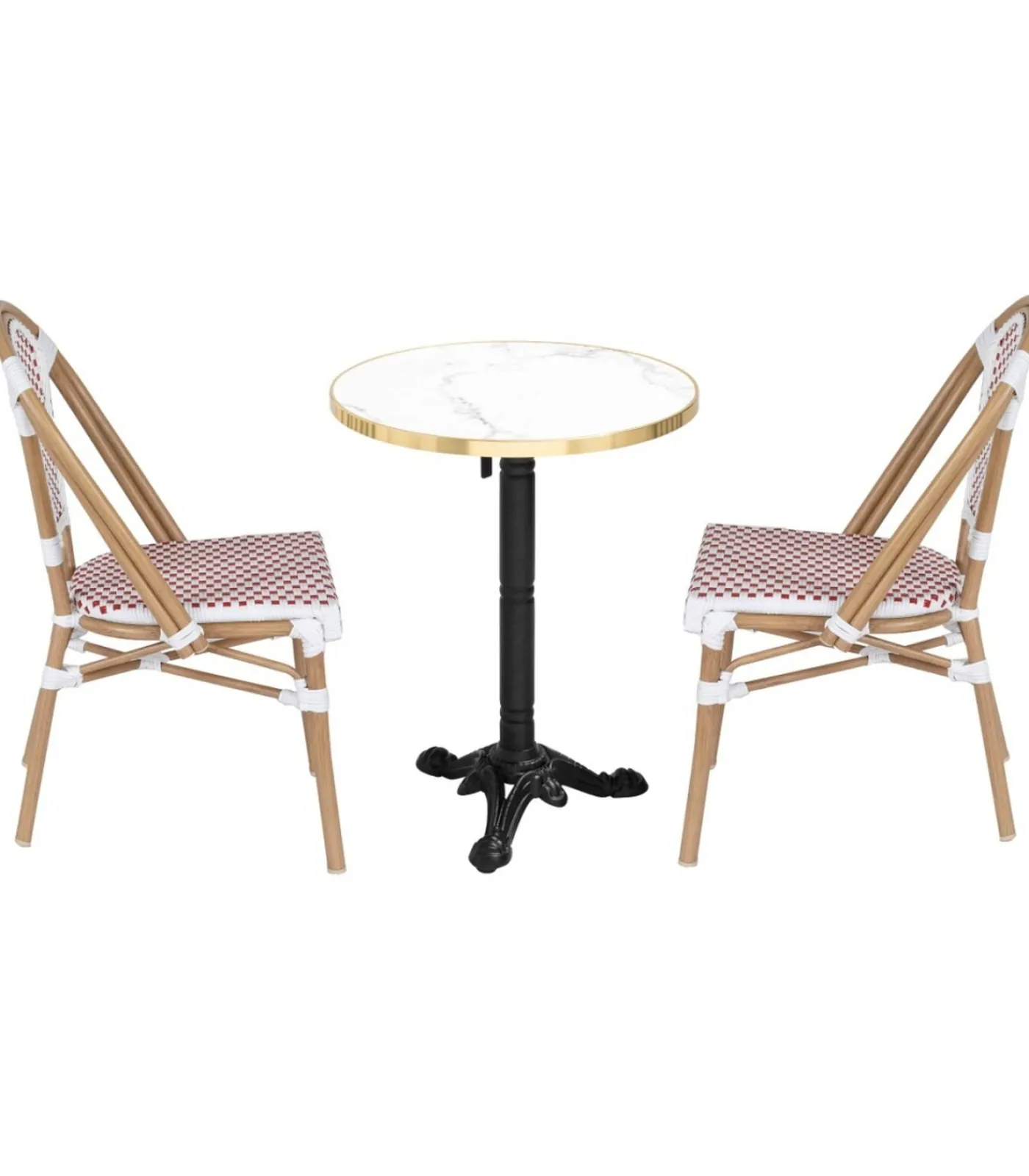 New Set van wit marmeren verstelbare terrastafel en 2 rode stoelen Tuinmeubelen