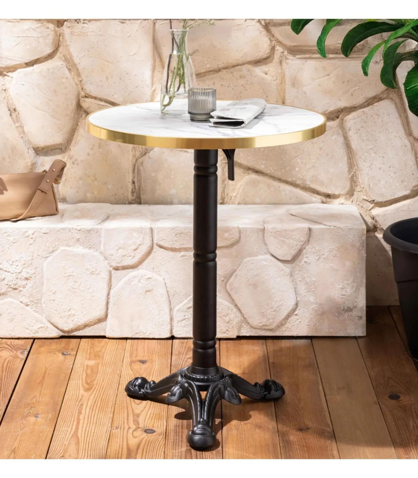 New Set van wit marmeren verstelbare terrastafel en 2 rode stoelen Tuinmeubelen