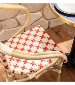 Outlet Set van zwart marmeren terrastafel en 2 rode stoelen Tuinmeubelen