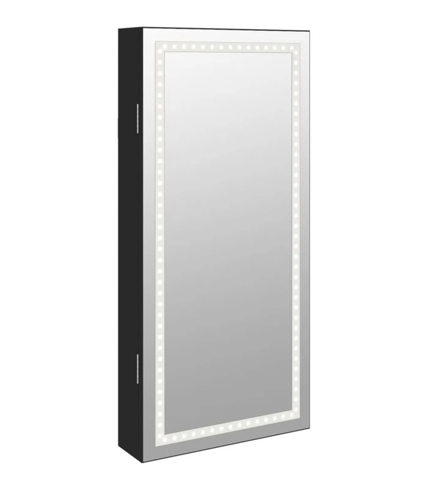 New Sieradenkast met spiegel en LED wandgemonteerd zwart Spiegels