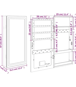 New Sieradenkast met spiegel en LED wandgemonteerd zwart Spiegels