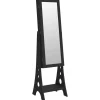 Sale Sieradenkast met spiegel en LED-verlichting vrijstaand zwart Spiegels