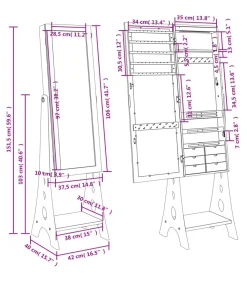 Sale Sieradenkast met spiegel en LED-verlichting vrijstaand zwart Spiegels