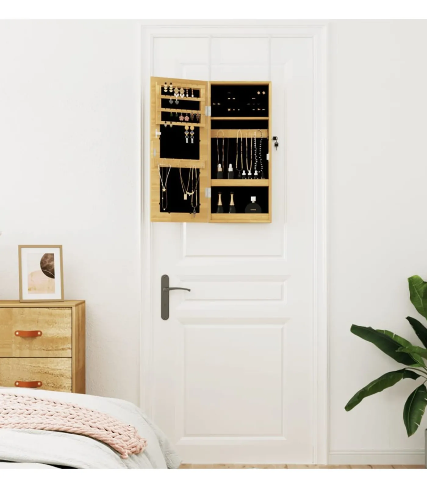 Sieradenkast met spiegel wandgemonteerd 30x8,5x67 cm Spiegels