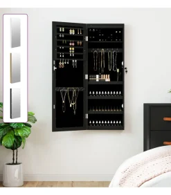 Online Sieradenkast met spiegel en LED wandgemonteerd wit Spiegels