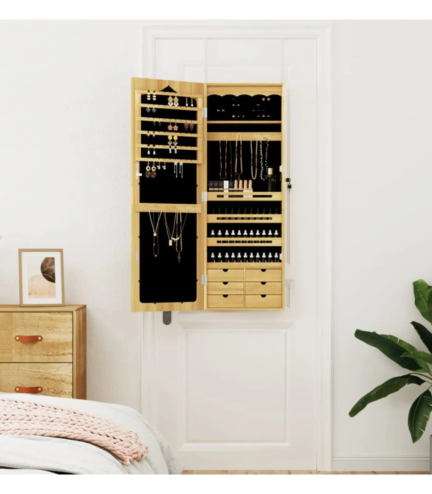 Online Sieradenkast met spiegel wandgemonteerd 37,5x10x106 cm Spiegels