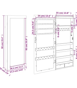 Online Sieradenkast met spiegel en LED wandgemonteerd Spiegels