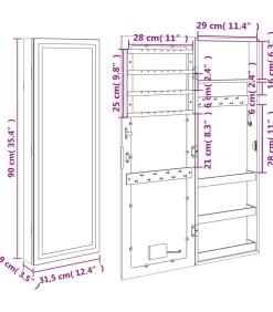 Clearance Sieradenkast met spiegel en LED wandgemonteerd Spiegels