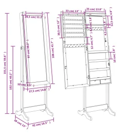 New Sieradenkast met spiegel met LED-verlichting vrijstaand wit Spiegels