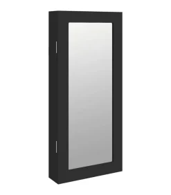 New Sieradenkast met spiegel wandgemonteerd 30x8,5x67 cm zwart Spiegels