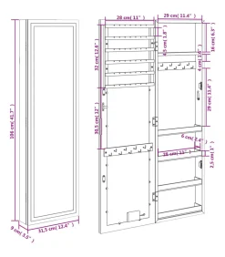 Sieradenkast met spiegel en LED wandgemonteerd zwart Spiegels