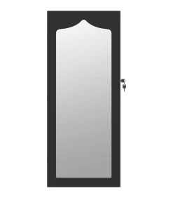 Hot Sieradenkast met spiegel wandgemonteerd 37,5x10x90 cm zwart Spiegels