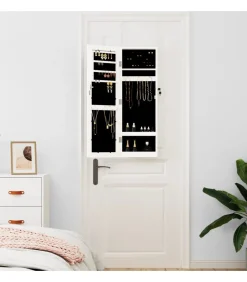 Hot Sieradenkast met spiegel wandgemonteerd 30x8,5x90 cm wit Spiegels