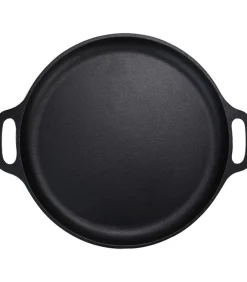 Skillet gietijzer - koekenpan - PFAS vrij - 32cm - zonder steel - Paellapan - BBQ accessoires - Geschikt voor Green Egg Potten & Pannen
