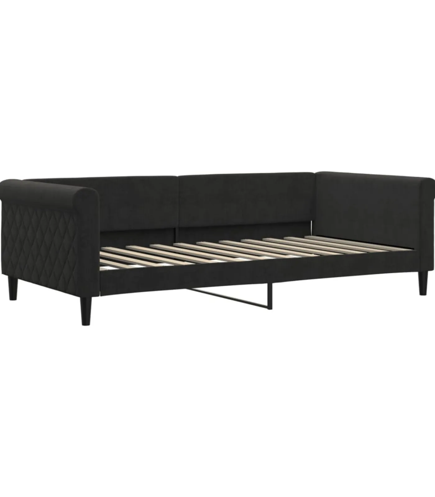 Online Slaapbank met onderschuifbed en lades 100x200 cm fluweel zwart Bedden