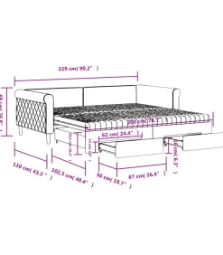 Online Slaapbank met onderschuifbed en lades 100x200 cm fluweel zwart Bedden