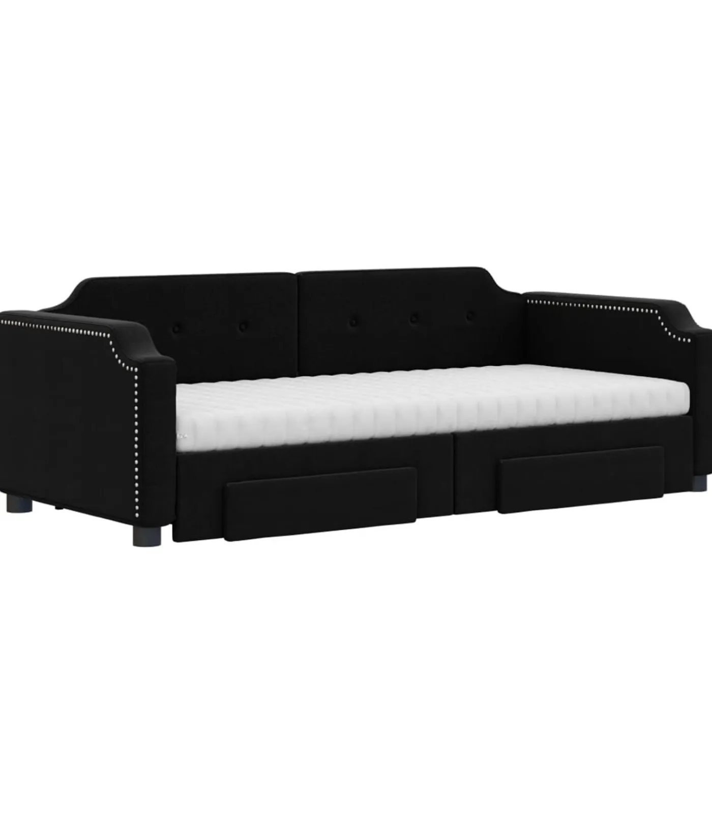 Best Slaapbank met onderschuifbed en lades 100x200 cm stof zwart Bedden