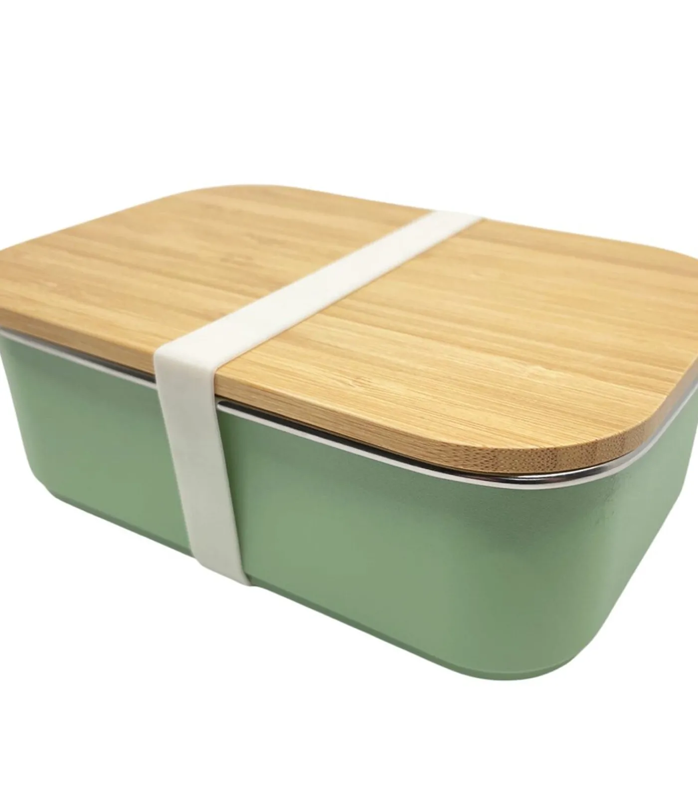 Online lunchbox RVS met bamboe deksel groen 900ml - duurzame broodtrommel Reisaccessoires