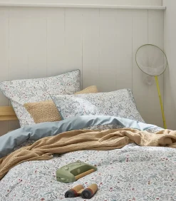 Best Sous l'océan - Bedlinnenset Dekbedovertrek + effen katoenen vierkante kussenslopen 140x200 Dekbedovertrekken