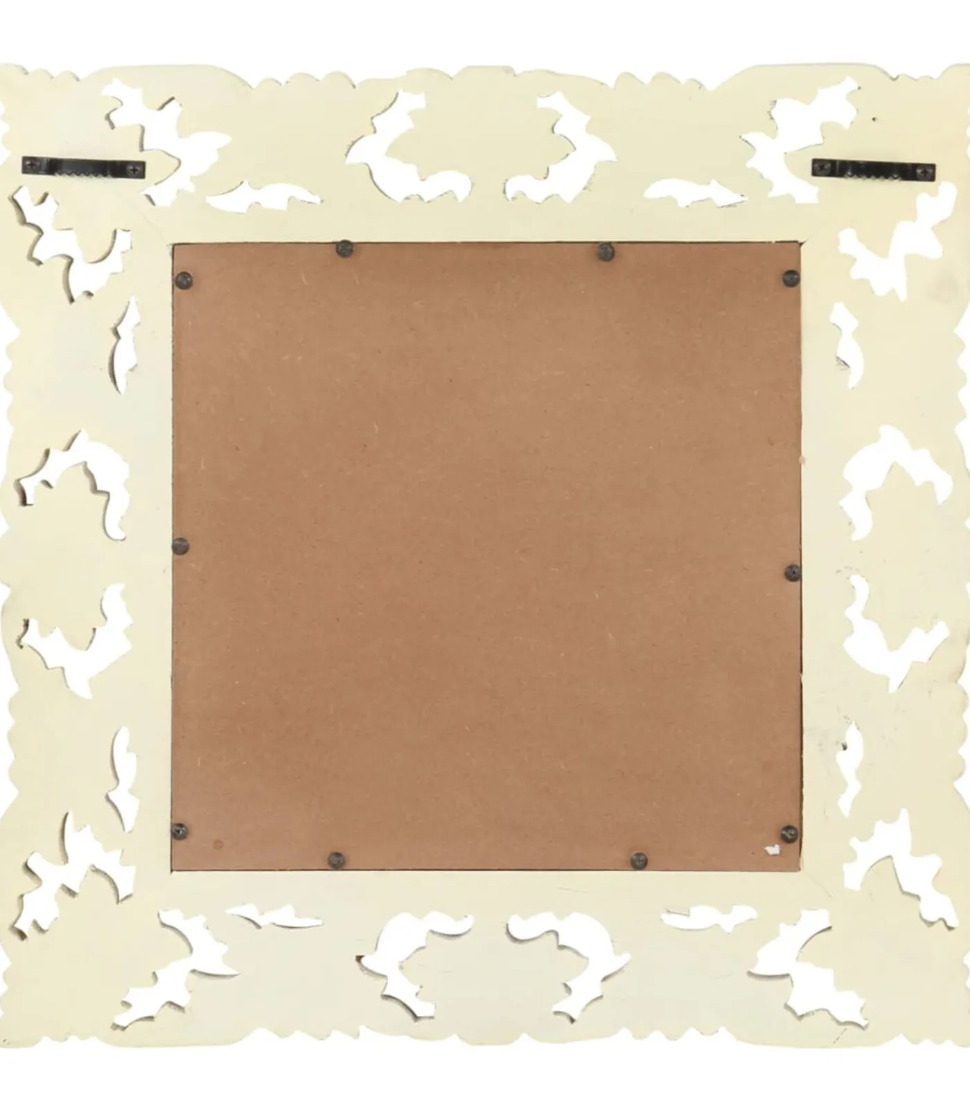 Sale Spiegel handgesneden 50x50 cm massief mangohout wit Spiegels