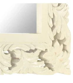 Sale Spiegel handgesneden 50x50 cm massief mangohout wit Spiegels