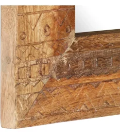 Spiegel handgesneden 50x50x2,5 cm massief mangohout Spiegels