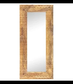 Outlet Spiegel handgesneden 110x50x2,5 cm massief mangohout Spiegels