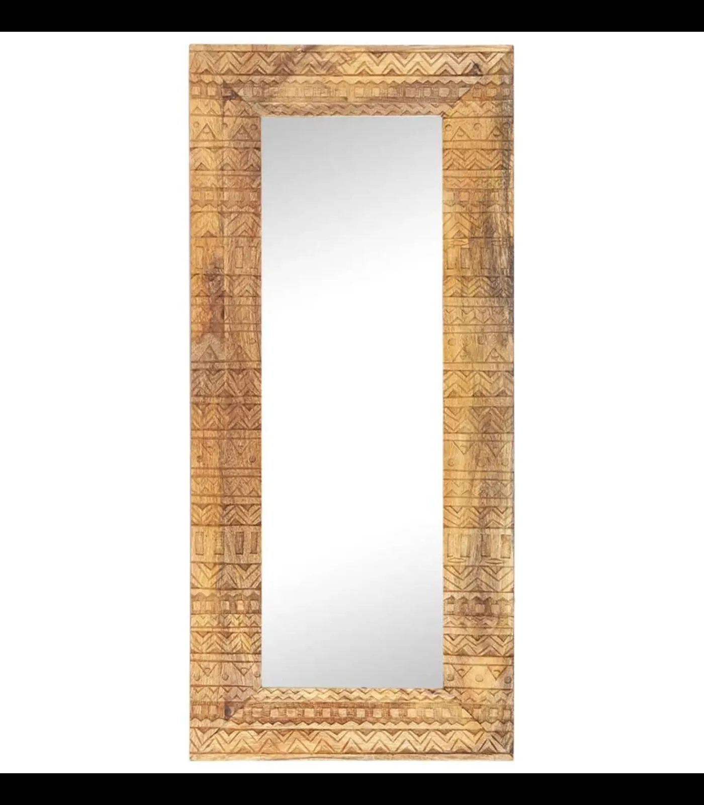 Outlet Spiegel handgesneden 110x50x2,5 cm massief mangohout Spiegels