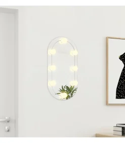 Sale Spiegel met LED-verlichting ovaal 60x30 cm glas Spiegels