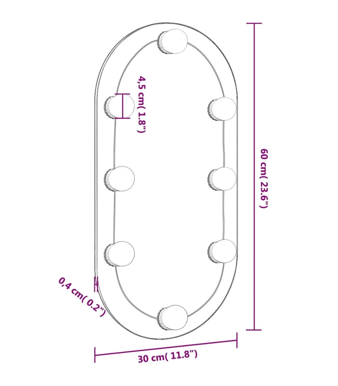 Sale Spiegel met LED-verlichting ovaal 60x30 cm glas Spiegels