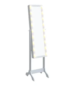 Clearance Spiegel vrijstaand met LED's 34x37x146 cm wit Spiegels