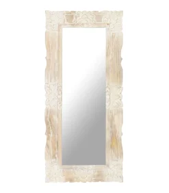 Spiegel 110x50 cm massief mangohout wit Spiegels