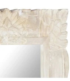 Spiegel 110x50 cm massief mangohout wit Spiegels