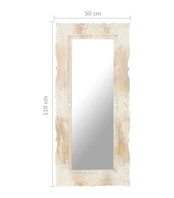 Spiegel 110x50 cm massief mangohout wit Spiegels