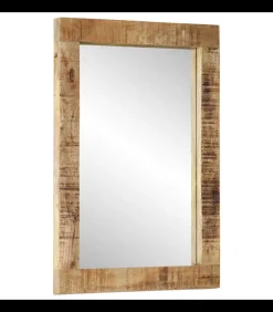 Outlet Spiegel 70x50 cm massief mangohout en glas Spiegels