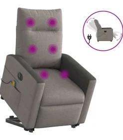 Sta-op-massagestoel elektrisch verstelbaar stof taupe Zetels