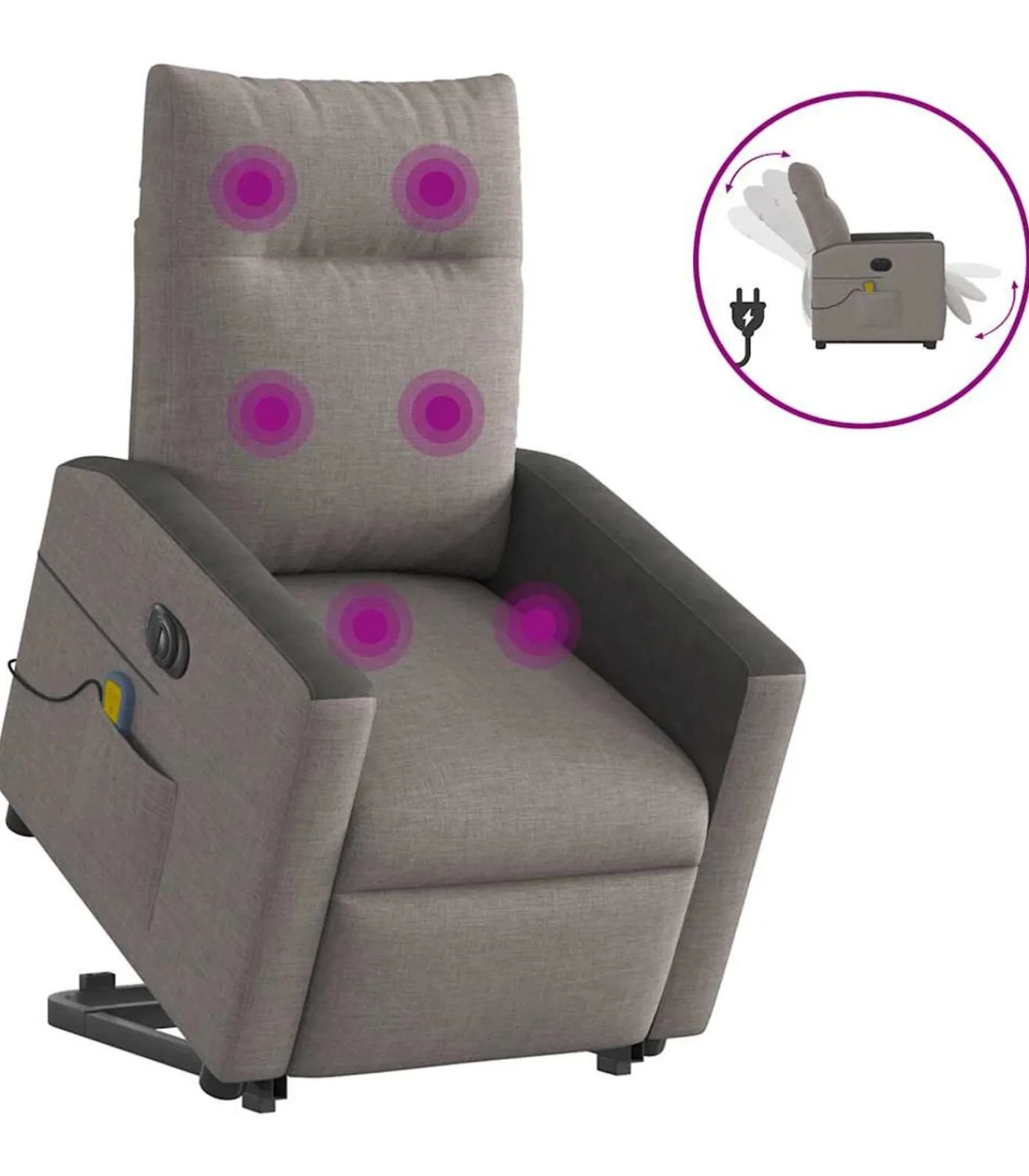 Sta-op-massagestoel elektrisch verstelbaar stof taupe Zetels