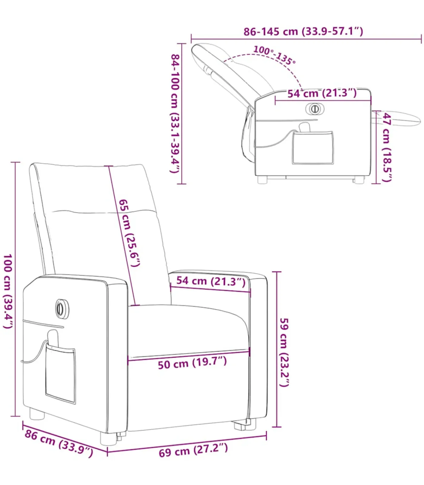 Sta-op-massagestoel elektrisch verstelbaar stof taupe Zetels