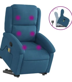 New Sta-op-massagestoel verstelbaar fluweel blauw Zetels