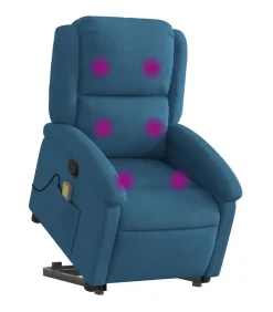 New Sta-op-massagestoel verstelbaar fluweel blauw Zetels