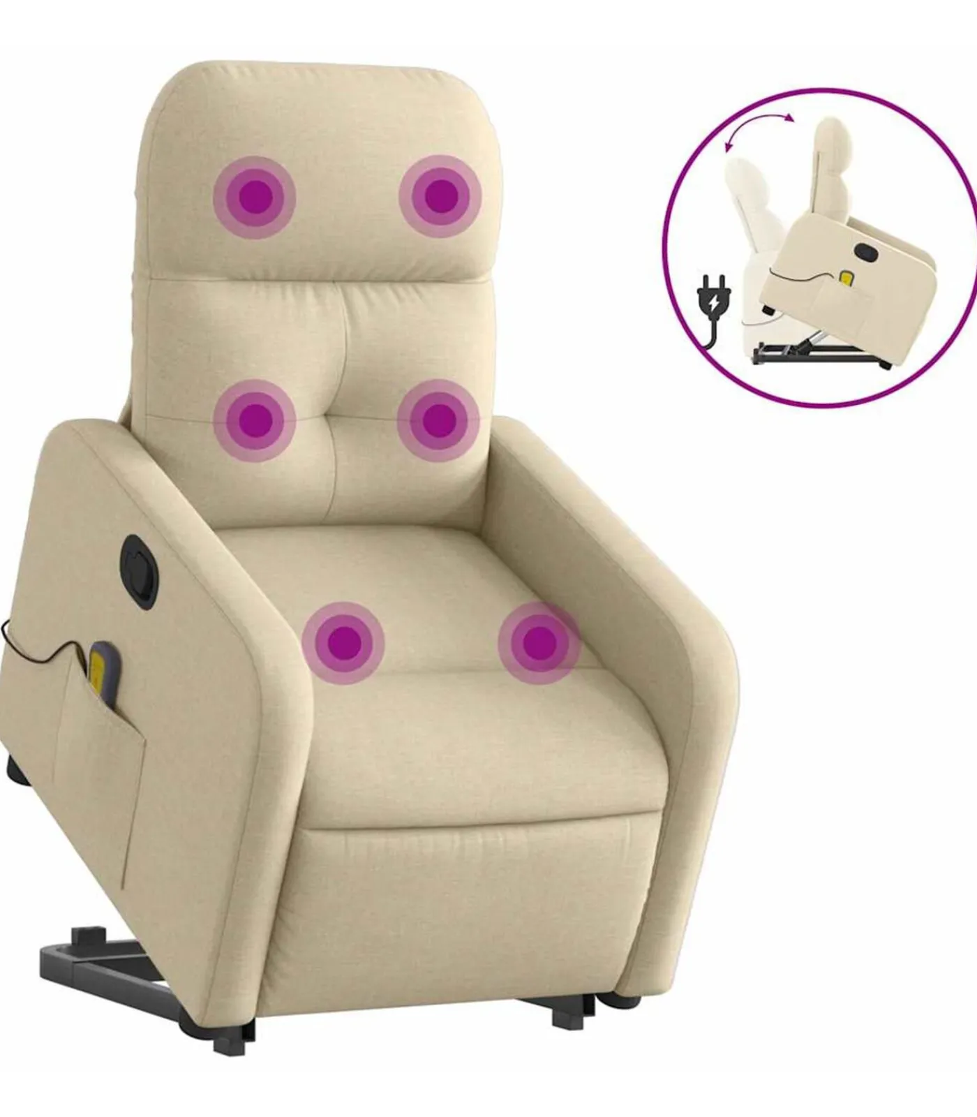 Sta-op-massagestoel verstelbaar stof crèmekleurig Zetels